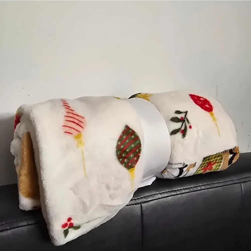 Wondershop Brown Puppy Dog Calico Kitty Cat Plush Throw Blanket Christmas 2024